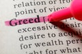 Dictionary definition of the word greed Royalty Free Stock Photo