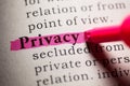Definition of the word Privacy Royalty Free Stock Photo