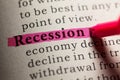 Definition of the word recession Royalty Free Stock Photo