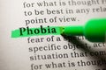 Definition of the word phobia Royalty Free Stock Photo