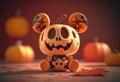 Fake Evil Monster with Pumpkin Head for Halloween Decor. AI generated