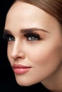 Fake Eyelashes. Beautiful Woman With Makeup And Beauty Face Royalty Free Stock Photo
