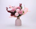 Fake flower and Floral background. The fabric flowers bouquet. Colorful of decoration artificial flower