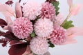 Fake flower and Floral background. The fabric flowers bouquet. Colorful of decoration artificial flower