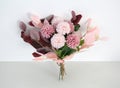 Fake flower and Floral background. The fabric flowers bouquet. Colorful of decoration artificial flower