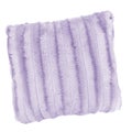 Fake fur fluffy cushion, isolated on white background. Pale purple, lilac colour. Royalty Free Stock Photo