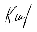 Fake Handwritten Signature scribble for business certificate with letter K. Royalty Free Stock Photo