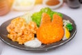 Fake Japanese Tonkatsu food plastic display Royalty Free Stock Photo