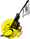 Fake joke toy gun cartoon in banana black sketch