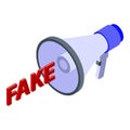 Fake megaphone news icon, isometric style Royalty Free Stock Photo