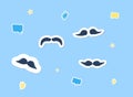 Mustaches stickers set. Vector illustration.