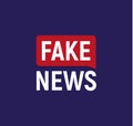 Fake News broadcast logo. Breaking politics news banner. Newspaper cover vector illustration on dark blue background.