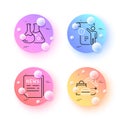 Fake news, Chemistry lab and Manual doc minimal line icons. For web application, printing. Vector