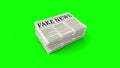 Fake news - Fake news headline. Hoax media newspaper printing. Stack of newspapers on green background. Royalty Free Stock Photo