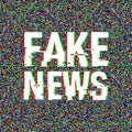 Fake News glitch text. Anaglyph 3D effect. Technological retro background. Vector illustration. Creative web template Royalty Free Stock Photo