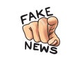 Fake News Hand Pointing You Cartoon Illustration Royalty Free Stock Photo