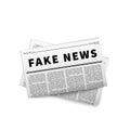 Fake news header, folded newspaper icon on white