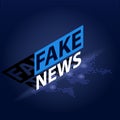 Fake News headline in blue dotted world map background. Isometric Vector illustration Royalty Free Stock Photo