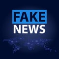 Fake News headline in blue dotted world map background. Vector illustration Royalty Free Stock Photo