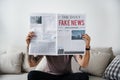 Fake news headline on a newspaper Royalty Free Stock Photo