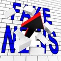 Fake News Icon Wall Means Misinformation Or Disinformation - 3d Illustration