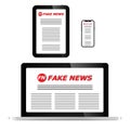 Fake news laptop screen, vector image