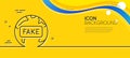 Fake news line icon. Internet propaganda sign. Minimal line yellow banner. Vector