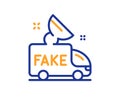 Fake news line icon. Propaganda truck sign. Vector Royalty Free Stock Photo