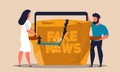 Fake news and misinformation people. Politic propaganda false information social media vector illustration concept. Press Royalty Free Stock Photo