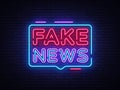 Fake News neon sign vector. Breaking News Design template neon sign, light banner, neon signboard, nightly bright