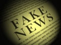 Fake News Newspaper Depicts Media Hoax And Misinformation - 3d Illustration Royalty Free Stock Photo