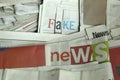 Fake news on newspapers Royalty Free Stock Photo