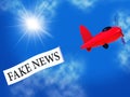 Fake News Plane Means Dishonest Message 3d Illustration