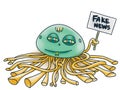 Fake News Spaghetti Monster Cartoon Illustration