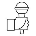 Fake news street microphone icon, outline style Royalty Free Stock Photo
