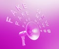 Fake news text and megaphone, 3d rendering Royalty Free Stock Photo