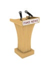 Fake news. Tribune with microphone on white background. Isolated Royalty Free Stock Photo