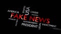 Fake news wordcloud meaning hoax or disinformation - video animation