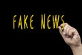 Fake News words written in chalk on black board Royalty Free Stock Photo