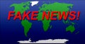 Fake news World Map Illustration green blue white color cut out effect effects Royalty Free Stock Photo