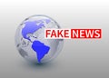 Fake news, world news backgorund with planet, TV news design. Vector