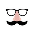 Fake nose and glasses humor mask vector illustration. Disguise glasses, nose and mustache. Royalty Free Stock Photo