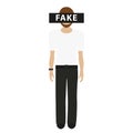 Fake person man character on white background