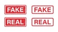 Fake and Real word grunge rubber stamp for media and documents. Fake and Real sign sticker. Symbol of truth and lies Royalty Free Stock Photo