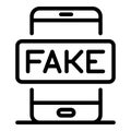 Fake smartphone news icon, outline style
