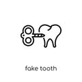 Fake Tooth icon. Trendy modern flat linear vector Fake Tooth icon on white background from thin line Dentist collection