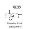 Fake url icon. Clickjacking web link hacker attack simple line vector illustration