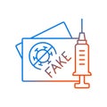 Fake vaccination card gradient linear vector icon