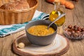 Fakes a traditional Greek vegetarian soup made from brown lentils