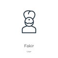 Fakir icon. Thin linear fakir outline icon isolated on white background from user collection. Line vector sign, symbol for web and